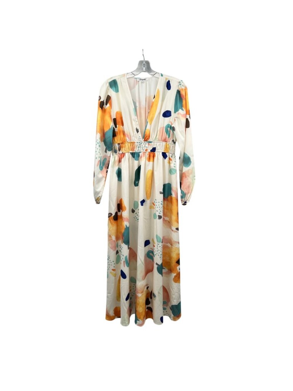 SISSYAKI Womens Print Maxi Dress Long Sleeve Semi Sheer Colorful Size Medium